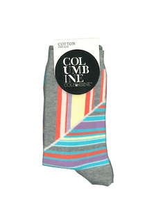 Hosiery: Women's Geometric Stripe Cotton Crew Columbine