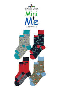 Mini and Me Cotton Crew 2 Pair Pack Columbine