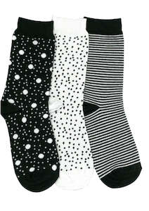 Women's Dotty Stripe Cotton Crew 3 Pair Pack Columbine