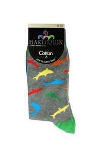 Hosiery: Men's Bright Shark Cotton Crew Columbine