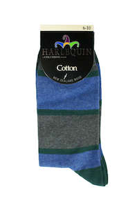 Hosiery: Men's Colour Block Cotton Crew Columbine