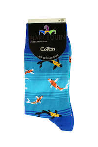 Men's Koi Fish Cotton Crew Columbine