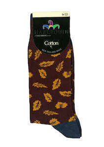 Hosiery: Men's Leaf Cotton Crew Columbine