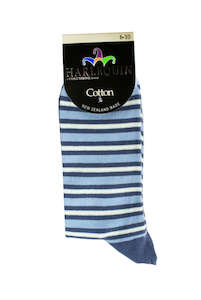 Hosiery: Men's Thin Stripe Cotton Crew Columbine