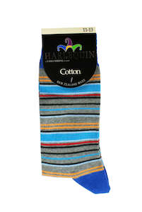 Hosiery: Men's Stripe Cotton Crew Columbine