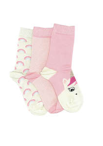 Hosiery: Kid's Unicorn Bamboo 3 Pair Pack Crew Columbine