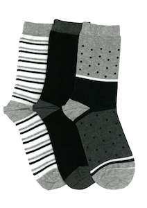 Hosiery: Women's Greyscale Cotton Crew 3 Pair Pack Columbine