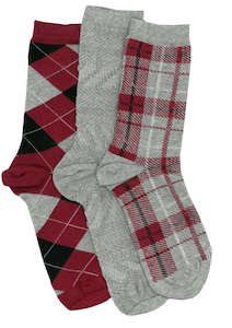 Women's Tartan Cotton Crew 3 Pair Pack Columbine