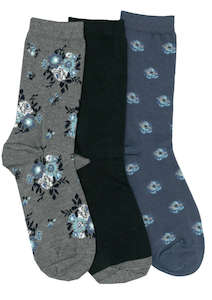 Women's Winter Floral Cotton Crew 3 Pair Pack Columbine