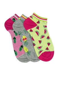 Women's Fresh Fruits Cotton Liner 3 Pair Pack Columbine