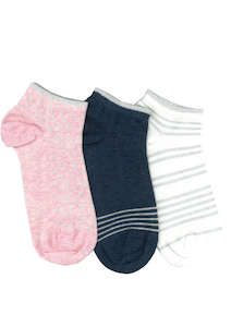 Women's Glitter Spot Stripe Cotton Liner 3 Pair Pack Columbine