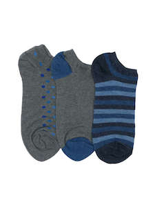 Hosiery: Women's Denim Stripe Cotton Liner 3 Pair Pack Columbine