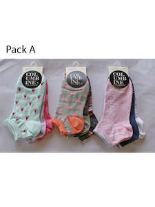 Women's 3 x 3 Pair Packs Cotton Liners Columbine