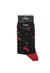 Hosiery: Men's Jumping Reindeer Cotton Crew Columbine