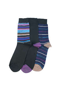 Hosiery: Men's Misplate Stripe Cotton Crew 3 Pair Pack Columbine