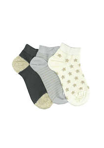 Kid's Star Bamboo 3 Pair Pack Liners Columbine