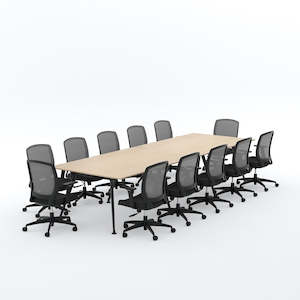 Furniture: Euro Boardroom Table 3600 x 1200 with Flex Chair Package