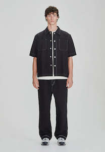 Coming Soon / Linen Blend Box Fit Shirt, Black