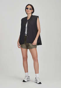 Clothing: QUILTED VEST, BLACK