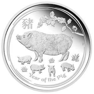 Australian Lunar Silver Coin Series II 2019 Year of the Pig – 2oz Silver Bullion Coin