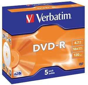 Computer peripherals: Verbatim DVD-R 4.7GB 16x 5 Pack with Jewel Cases