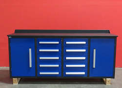 10 DRAW, 2 CUPBOARD BLUE WORK BENCH**TAKING PREORDERS FOR JULY**