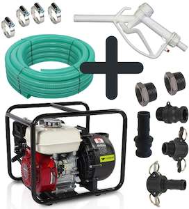 Calf Milk Pumps: Ketta Calf 3600 Pacer poly milk pump kit with 30 m x 25 mm (1 inch) hose pack and dispensing nozzle