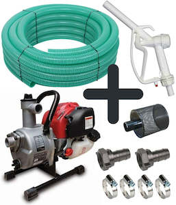 Calf Milk Pumps: Ketta Calf 2900 milk pump kit Honda GX25 pump with 30 m x 25 mm (1 inch) hose and dispensing nozzle