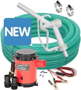 Calf Milk Pumps: Ketta BIGflow 12v submersible calf milk pump kit with 10 m x 25 mm hose and dispensing nozzle