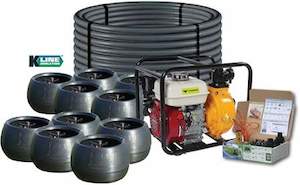 Irrigation Equipment: Ketta K-Line 10 pod Jumbo Pack farm irrigation system with Honda GX160 FKT pump and full hose kit