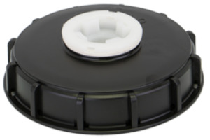 Lids And Basket Strainers: Banjo 6 inch IBC tank lid with unvented 50 mm (2 inch) plug and Santoprene gasket