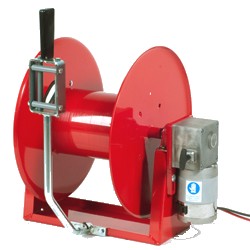 Plumbing Fittings: Sauro Rossi Magnum E 12v hose reel with hose guide lever for 110 m x 10 mm hose 250 bar (3626 psi)