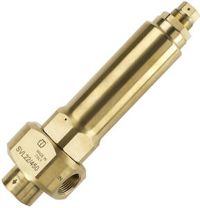 Tec SVL33/450 brass safety valve 1 inch BSP(M) 150-300 bar (2175-4350 psi) 450 lpm