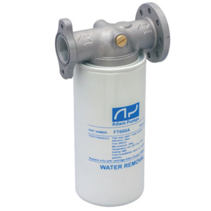 Adam FT600A 1 inch BSP(F) flange water-block diesel filter 25 micron 60 lpm 12 bar (174 psi)