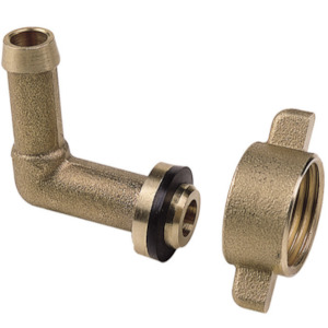 Ketta 650 series brass cap and liner elbow hose tail with 1/2 inch BSP(F) fly nut and seal