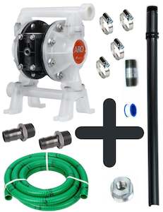 Aro Ingersoll Rand: Aro 3/4 inch NPT(F) poly air operated diaphragm drum pump kit (Santoprene) 56 lpm 6.9 bar (100 psi)