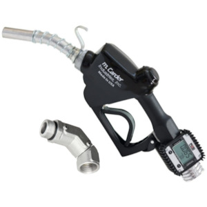 Carder: Carder N3F Big Mouth Black automatic diesel fuel nozzle and K24 flow meter 110 lpm max with 28 mm OD spout