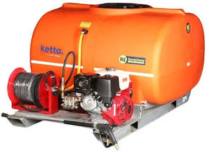 Ketta: Ketta DrainTracer Skid Mount drain cleaner kit Honda GX engine with drain hose and reel assembly