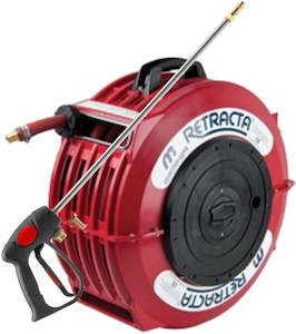 Retracta WD316R-01 red spray hose reel with 16 m x 10 mm (3/8 inch) hose and pistol