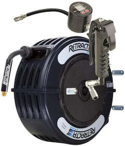 Retracta: Retracta GR215K-01 R3 Premium Black spring rewind reel with 15 m x 6 mm (1/4 inch) grease hose and metered gun