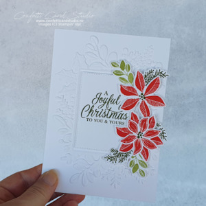 Joyful Poinsettia Christmas Card - Confetti Card Studio