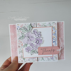 Pink Hand-Penned Gate Fold Card - Confetti Card Studio