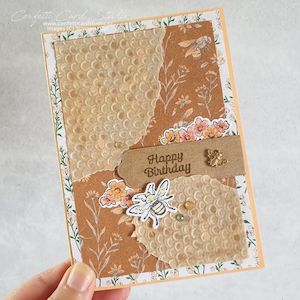 Birthday Bee in Honeycomb Card - Confetti Card Studio