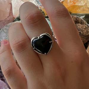 Black Obsidian Heart Ring