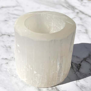 Satin Spar Candle Holder