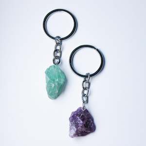 Rainbow Fluorite Raw Keychain