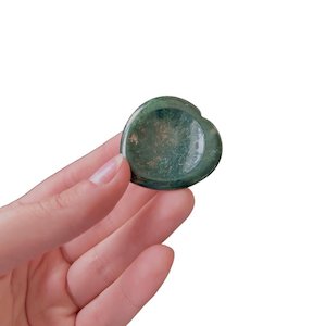 Moss Agate Heart Thumb Stone