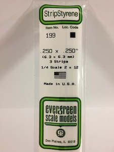 Hobby equipment and supply: Evergreen 199 Strip - Square - 6.30mm