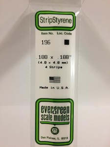 Hobby equipment and supply: Evergreen 196 Strip - Square - 4.80mm