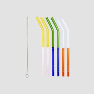 MoMA Two-Tone Borosilicate Glass Straws, Set of 6